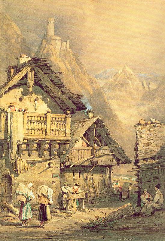 Prout, Samuel Alpine Village oil painting picture